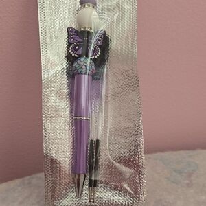 Purple Butterfly Ballpoint Pen Set